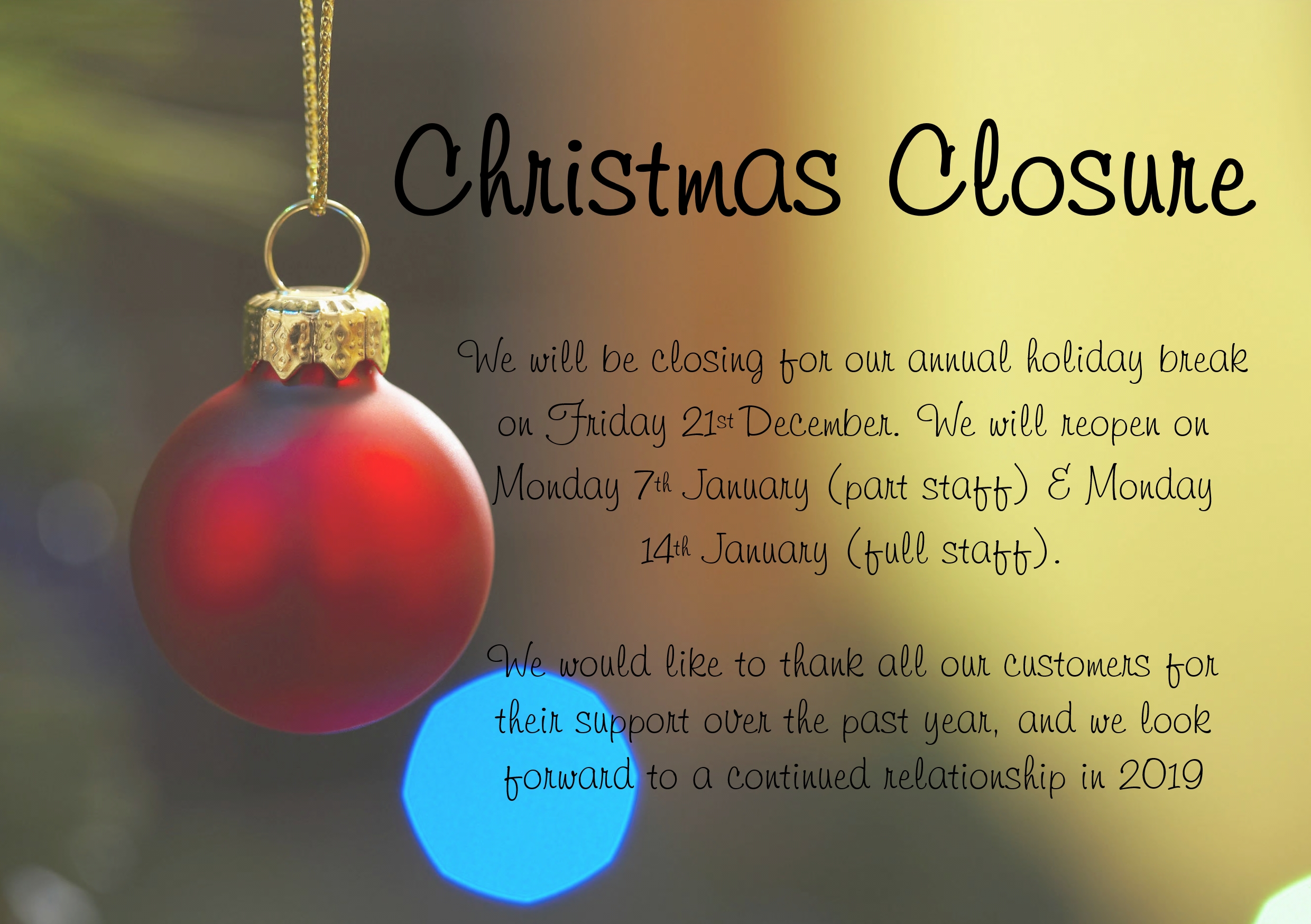 Christmas closeure 1